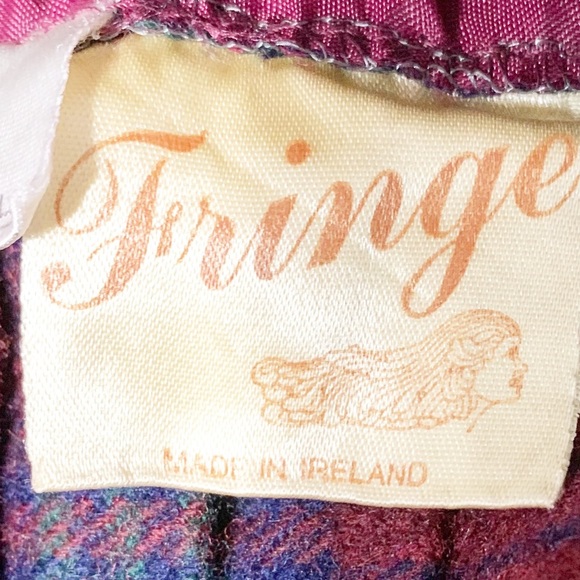 Fringe Wool Blend Plaid Pleated Skirt Vest One Pie - Picture 7 of 11